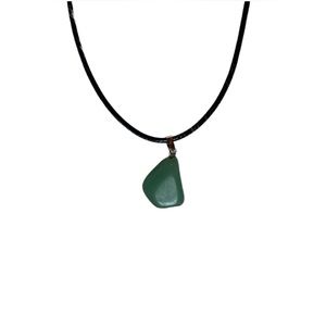 🌴Handmade Green Stone/Leather Cord Necklace